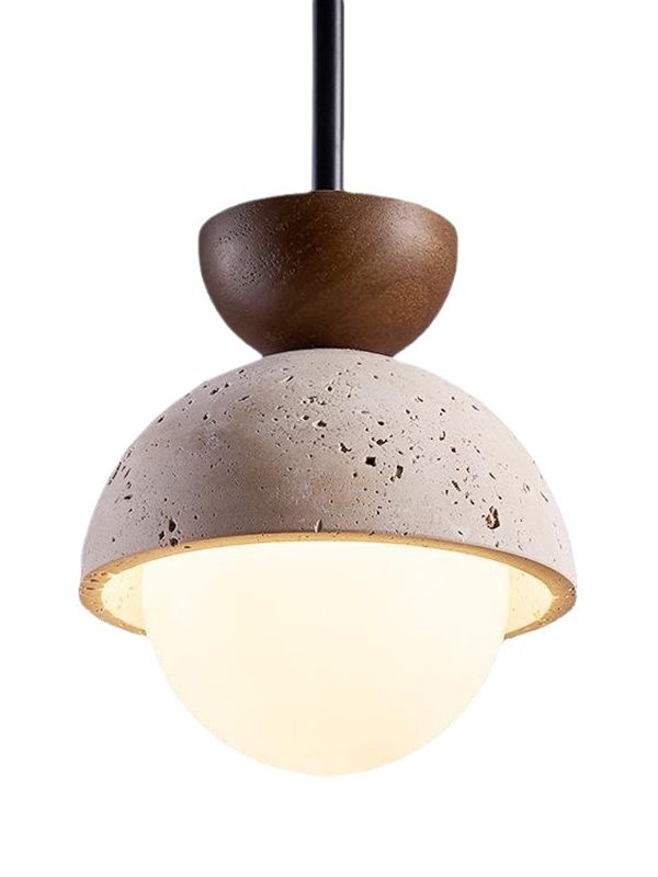 EPPL9067 Minimalist Retro LED Chandelier with Yellow Stone Semi-Circular Small Pendant Lamp for Villa Kitchen Island Dining Table Decor