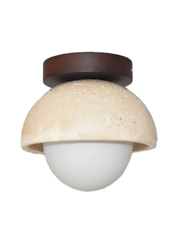EPCL9075 Wabi-Sabi Style Semi-Flush Ceiling Light with Stone Texture Dome Shade | Minimalist Nordic Ceiling Lamp