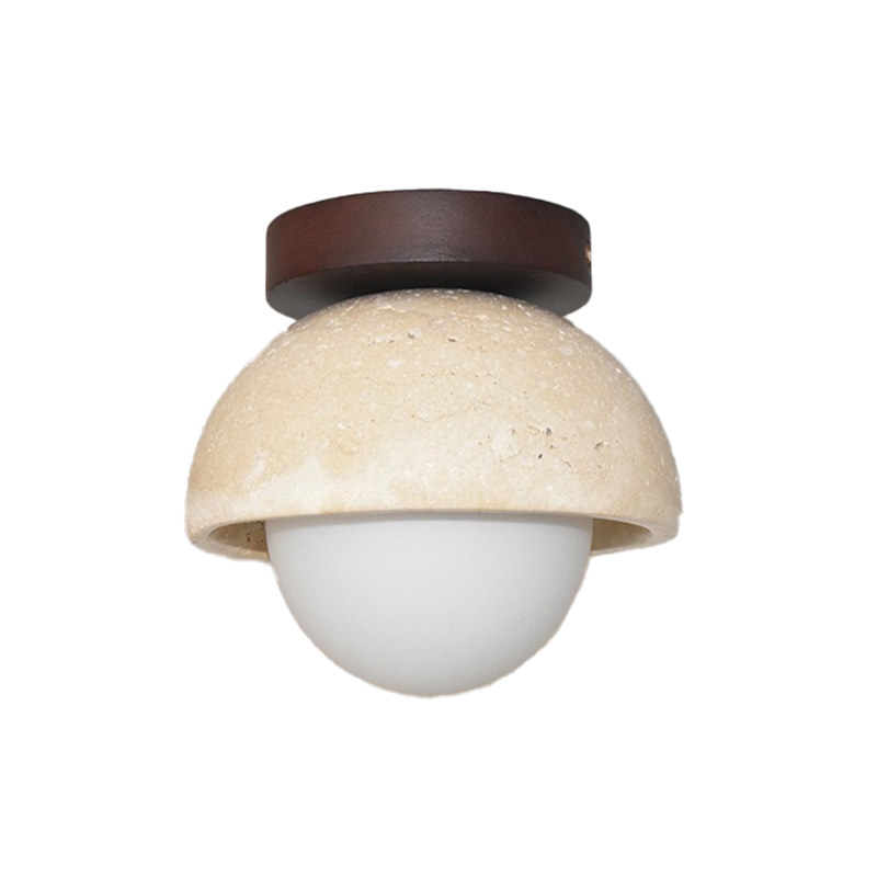 EPCL9075 Wabi-Sabi Style Semi-Flush Ceiling Light with Stone Texture Dome Shade | Minimalist Nordic Ceiling Lamp