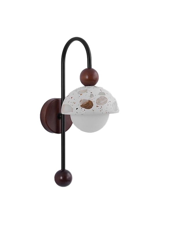 EP-ST039 Modern Terrazzo Wall Lamp with Wood and Iron Nordic Decorative Wall Sconce for Bedroom and Living Room