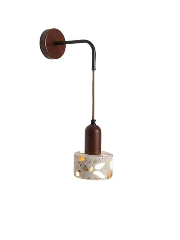 EP-ST037 Nordic Terrazzo Cylinder Hanging Wall Lamp Modern Decorative Wall Pendant Light with Wood and Iron