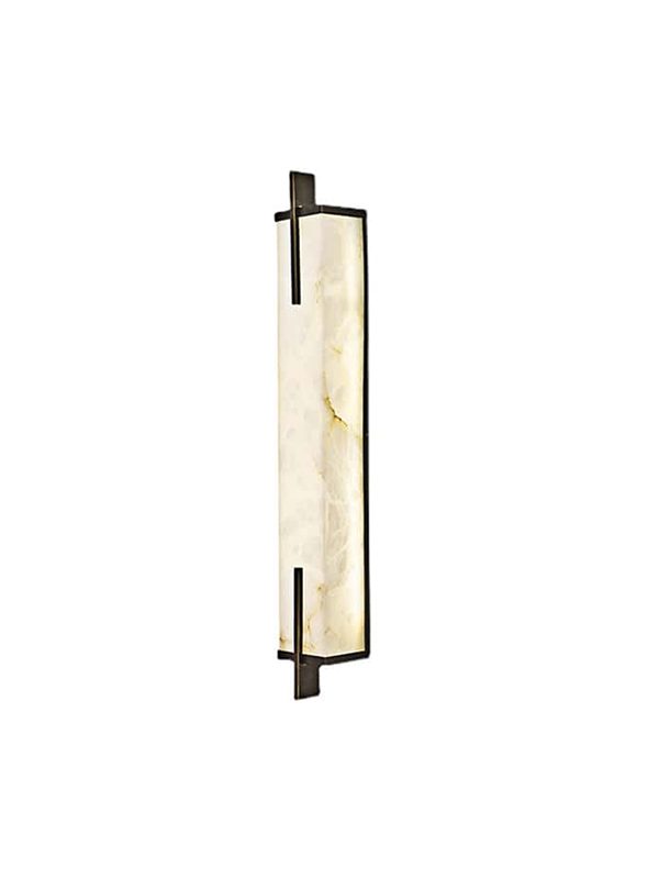 EPWL9029 Modern Black Metal and Alabaster Wall Lamp, Luxury Vertical Wall Sconce for Living Room, Corridor, Hotel