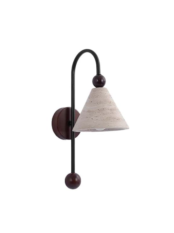 EP-ST040 Modern Travertine Cone Wall Lamp Nordic Natural Stone Wall Sconce with Wood and Iron