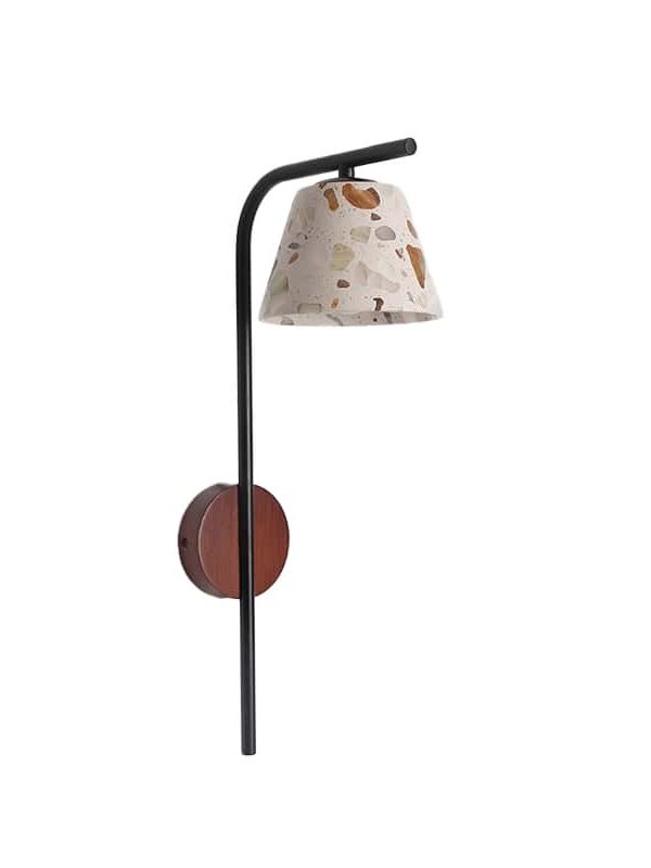 EP-ST034 Nordic Terrazzo Cone Wall Lamp Modern Perforated Shade Sconce Light with Wood and Iron for Bedroom and Hallway