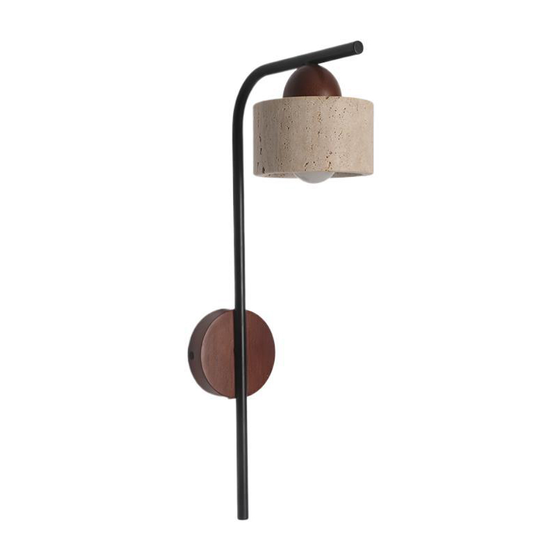 EP-ST031 Modern Marble Wall Lamp with Wood and Iron Nordic Minimalist Light for Bedroom, Living Room, Corridor