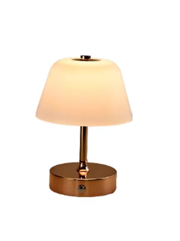 EPTL9084 Modern Gold Metal Table Lamp with Frosted White Shade, Minimalist LED Desk Light for Bedroom & Living Room