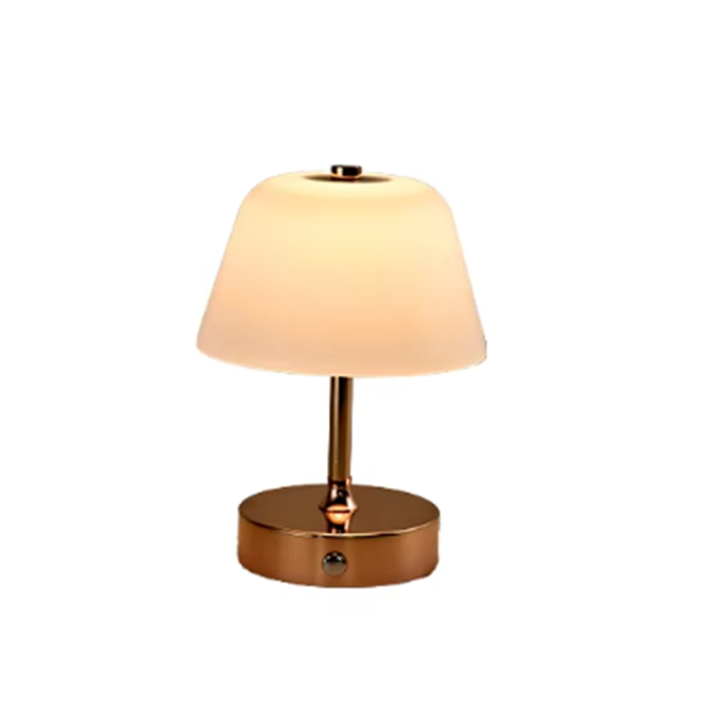 EPTL9084 Modern Gold Metal Table Lamp with Frosted White Shade, Minimalist LED Desk Light for Bedroom & Living Room