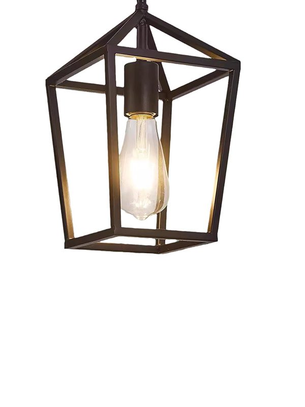 EPTL9013 Modern Industrial Metal Cage Pendant Light | Black Geometric Hanging Lamp for Kitchen Island & Living Room
