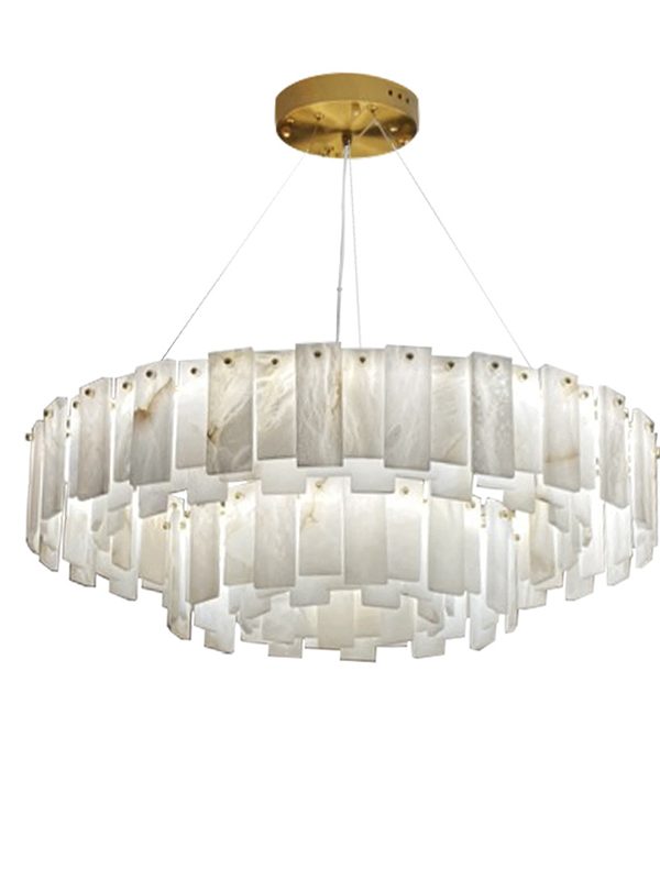 EPCL9032 Luxury Marble Linear Chandelier | Modern Natural Stone Pendant Light for Dining Room & Living Room