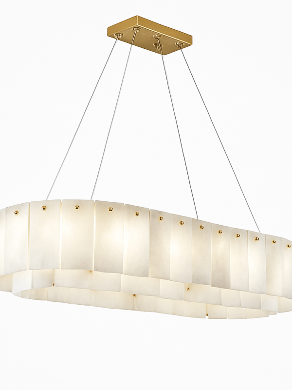 EPCL9030 Luxury Marble Chandelier | Modern Round Stone Slab Pendant Light for Living Room, Dining Room & Hotel Projects