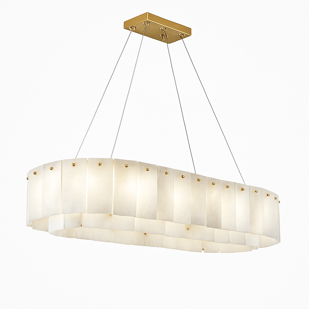 EPCL9030 Luxury Marble Chandelier | Modern Round Stone Slab Pendant Light for Living Room, Dining Room & Hotel Projects