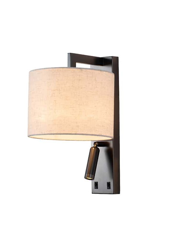 EPWL9028 Modern LED Aluminum Indoor Wall Sconce with Fabric Shade Adjustable Bedside Wall Lamp for Hotel Bedroom Reading