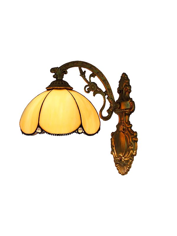 EPTL9018 Stained Glass Design LED Wall Lamp Handmade Modern Dome Shade Metal Leaf Iron Decor Living Room E27