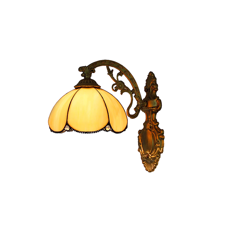 EPTL9018 Stained Glass Design LED Wall Lamp Handmade Modern Dome Shade Metal Leaf Iron Decor Living Room E27