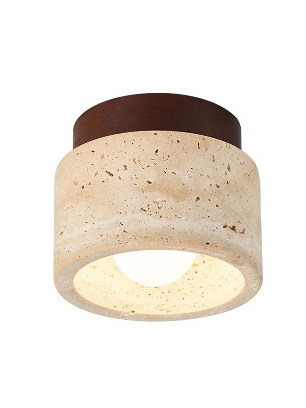 EPCL9069 Natural Stone Ceiling Light with Solid Wood Top | Modern Minimalist Surface Mounted Downlight for Living Room Bedroom Hallway
