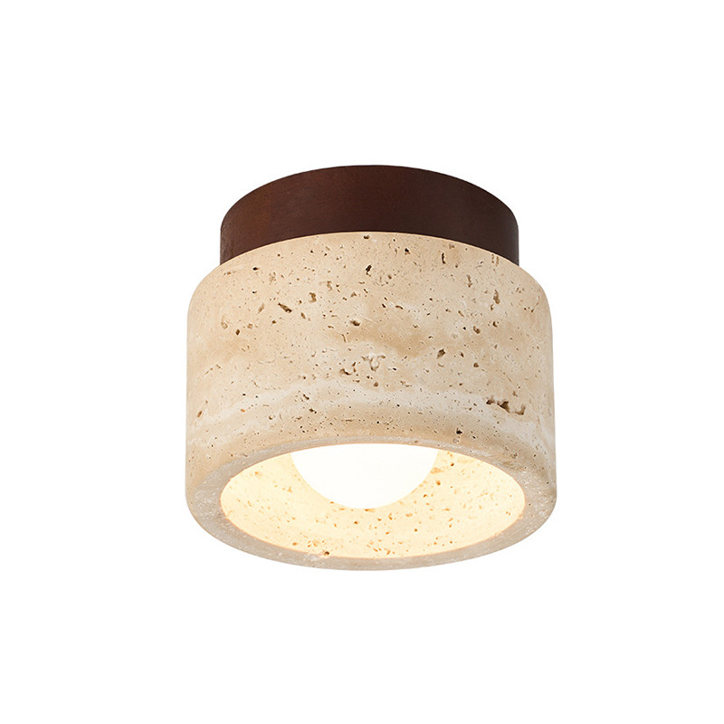 EPTL9002 Natural Stone Ceiling Light with Solid Wood Top | Modern Minimalist Surface Mounted Downlight for Living Room Bedroom Hallway