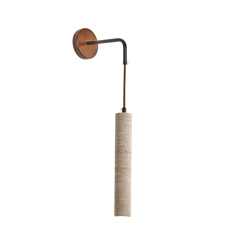 EPWL9056 Nordic Modern LED Wall Lamp Yellow Travertine Stone with Cave Design Bedside Wall Sconce for Living Room and Hotel Interior