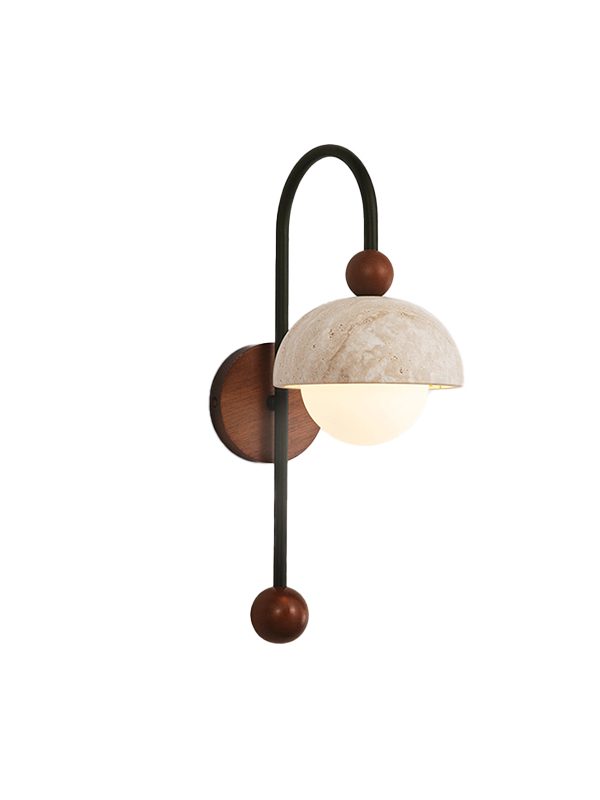 EP-ST041 Modern Terrazzo Wall Lamp with Wooden and Metal Frame Minimalist Decorative Sconce Light for Bedroom and Hallway