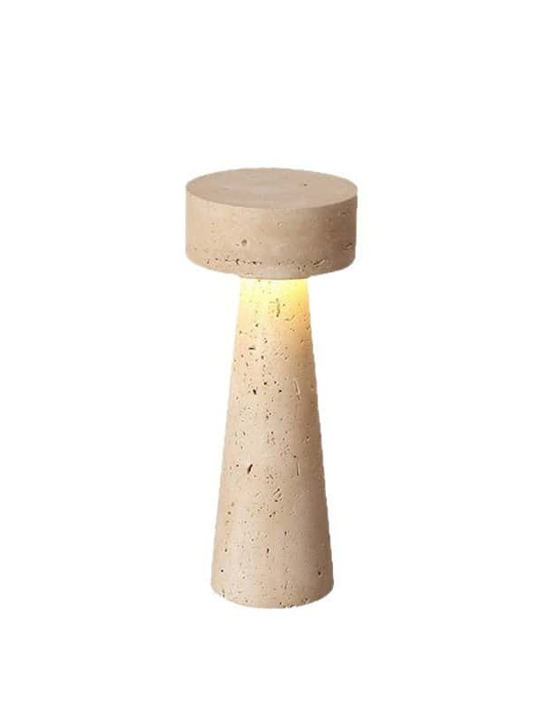 EPTL9071 Natural Travertine Table Lamp | Minimalist Stone LED Bedside Light for Modern Home Decor