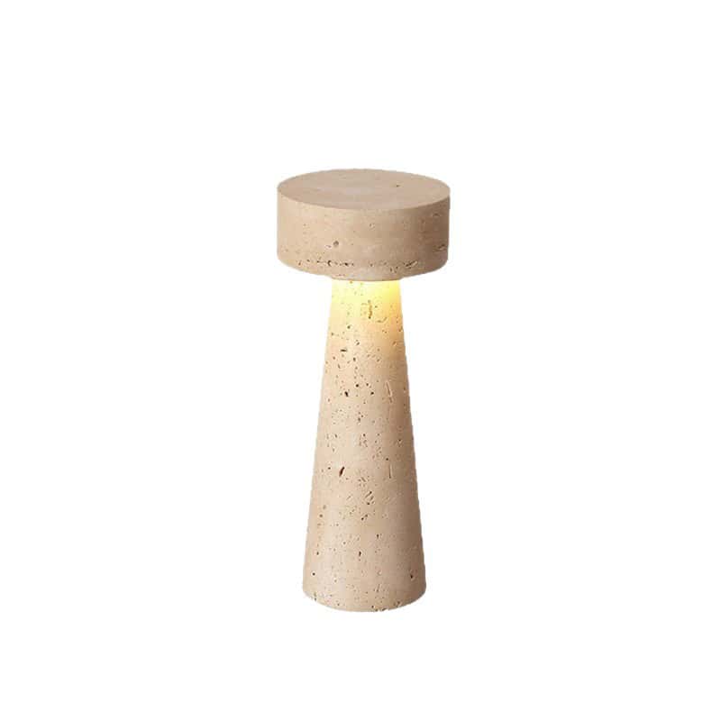 EPTL9071 Natural Travertine Table Lamp | Minimalist Stone LED Bedside Light for Modern Home Decor