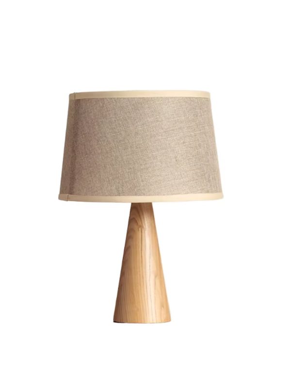 EPTL9053 Contemporary Modern Wood Table Lamp for Bedroom with Novelty Beige Fabric Lampshade Interior Lighting Electric Power Supply