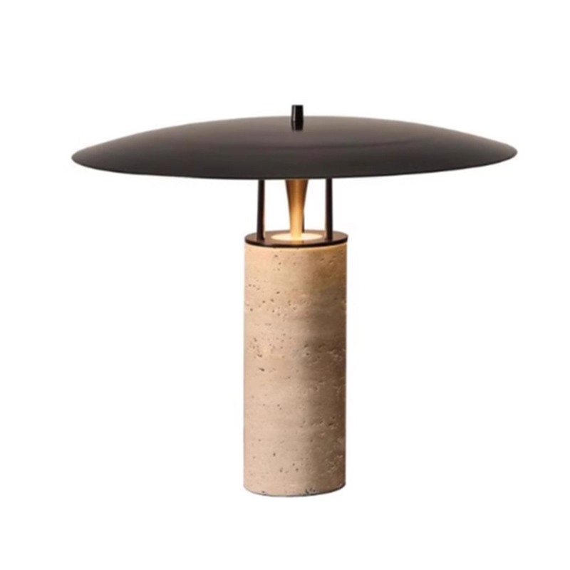 EPTL9160Designer Travertine Stone Base Table Lamp with Disc Shade