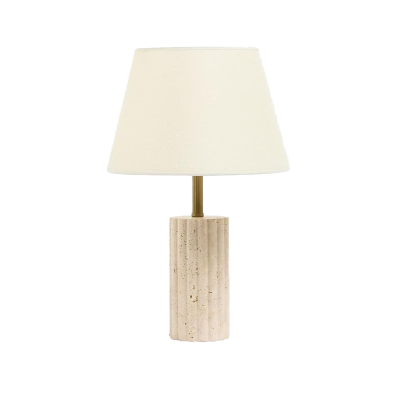 EPTL9148Fluted Cylindrical Stone Table Lamp for Living Room & Bedroom Lighting