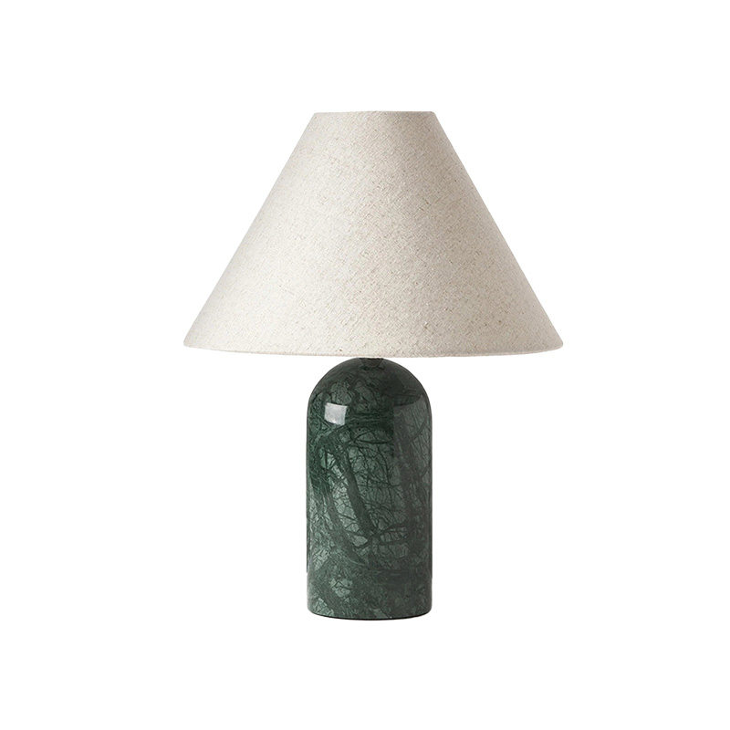 EPTL9241 Bedside Table Lamp with Marble Pattern Base Fabric Shade Night Light for Bedroom