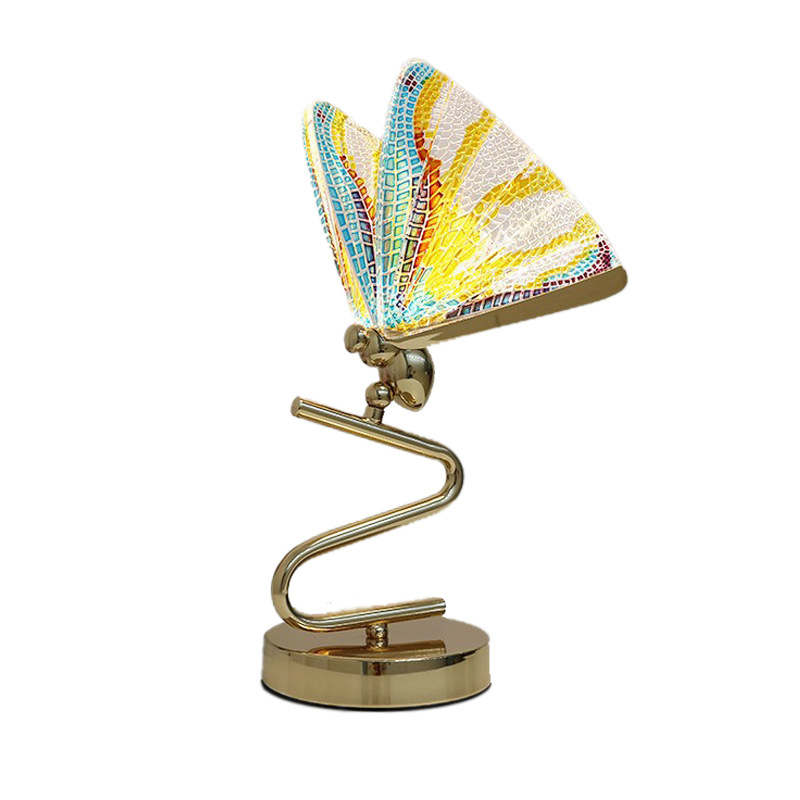 EPTL9112 Luxury Colorful Butterfly Shape LED Desk Lamp with Golden Base for Home, Office, and Living Room Decor