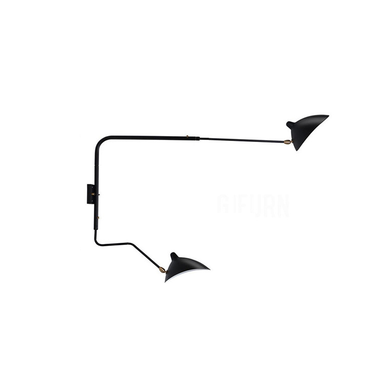 EPWL9108 Nordic Creative Iron LED Wall Lamp with Long Rotating Pole Dual Head Lighting for Living Room or Bedroom