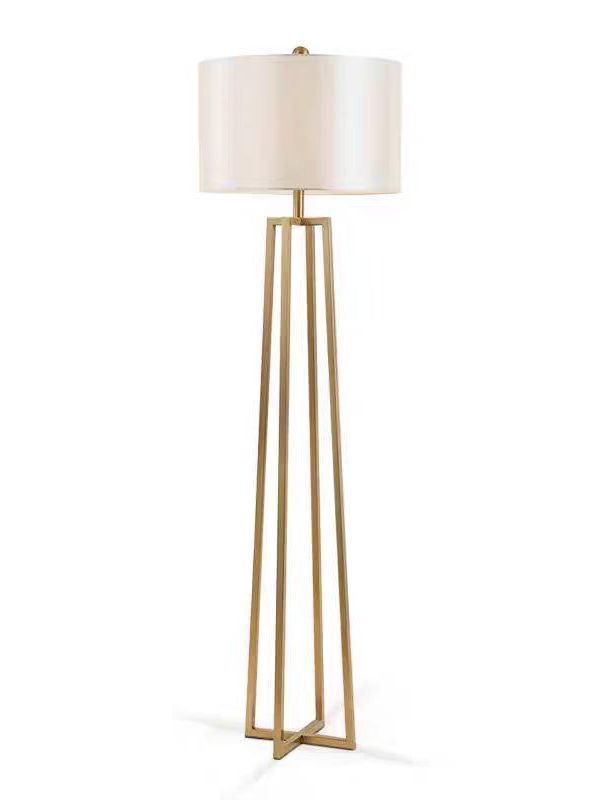 EPFL9165 Modern Luxury Floor Lamp | Gold Metal Frame with White Fabric Shade for Living Room & Hotel Decor