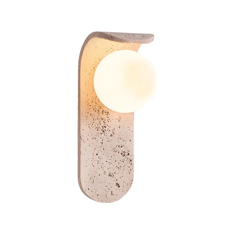 EPWL9111 Modern Travertine Stone Pendant Light, Minimalist Wood Grain Hanging Lamp for Dining Room Kitchen Island Home Decor