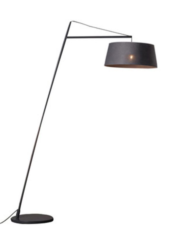 EPFL9103 Modern Slanted Iron Floor Lamp with E27 Base LED Fabric Drum Shade Minimalist Black Standing Light
