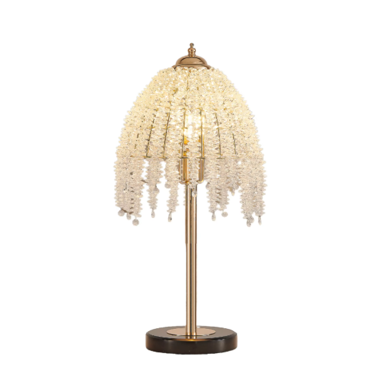 EPTL9115 Luxury Crystal Table Lamp Gold Finish | Decorative Bedside Table Light for Living Room & Hotel