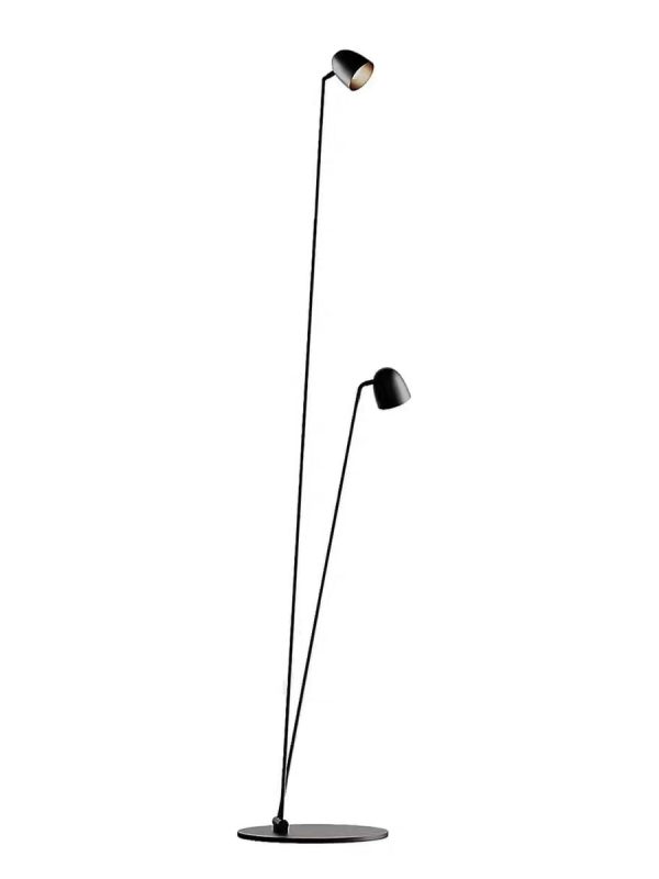 EPFL9221Modern Dual-Head Iron LED Floor Lamp with E27 Base Black Shade for Reading and Ambient Lighting