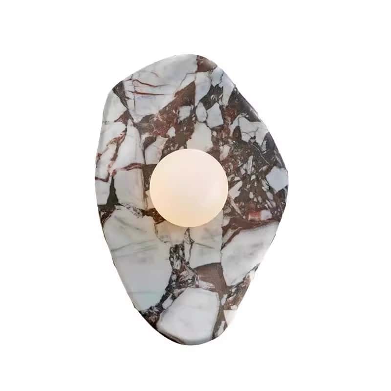 EPWL9177 Irregular Marble Wall Lamp, Artistic Natural Stone LED Sconce for Bedroom and Living Room