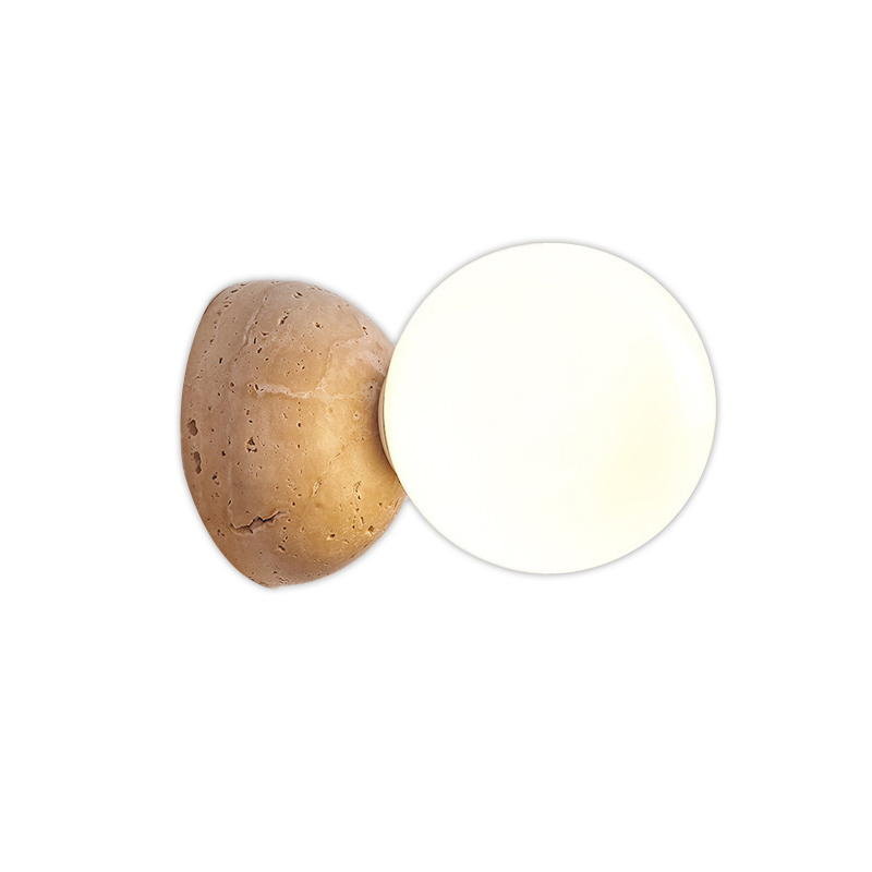 EPWL9090 Pebble Base Globe Wall Light | Wabi-Sabi E14 Stone Texture Lamp | Minimalist Nature-Inspired Bedside Sconce
