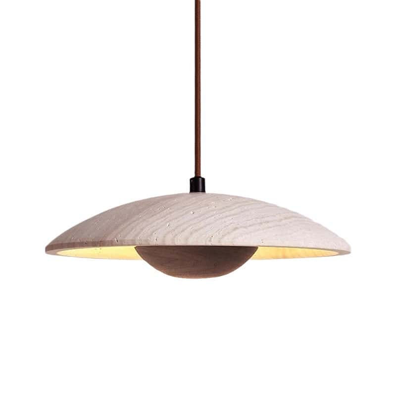 EPPL9096 Modern Stone Pendant Light | Natural Wood & Stone Hanging Lamp for Dining Room & Living Room