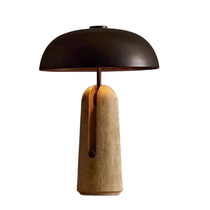 EPTL9239Modern Travertine Stone Table Lamp with Metal Dome Shade