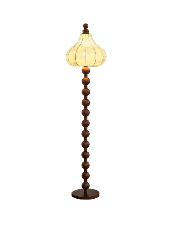 EPFL9129 Vintage Wooden Floor Lamp with Glass Shade