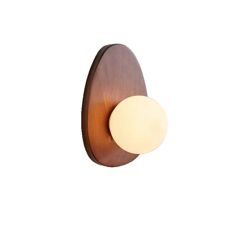 EPWL9124 Nordic Wooden Wall Lamp with Glass Globe