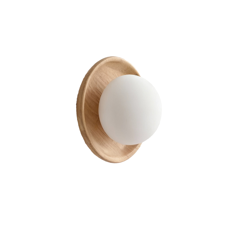 EPWL9130 Nordic Wooden Wall Lamp Glass Globe