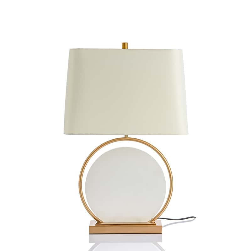 EPTL0538Alabaster Base with Gold Accent and White Fabric Shade
