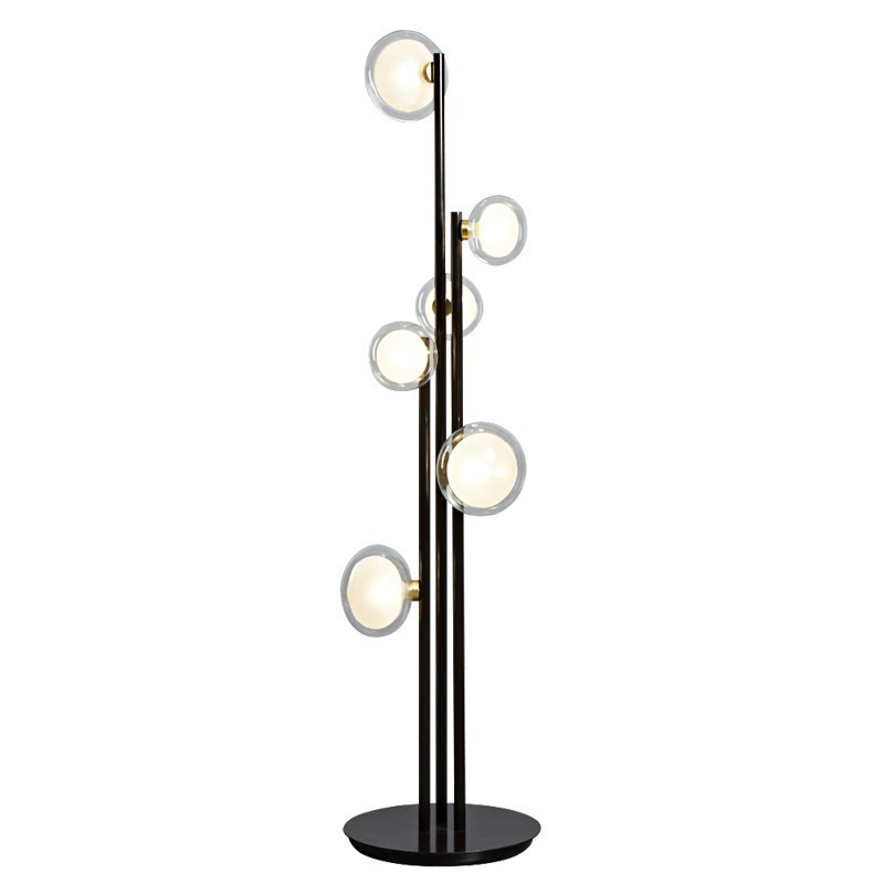 EPFL0415Modern Globe Floor Lamp with Multiple Glass Spheres Artistic Ambient Light