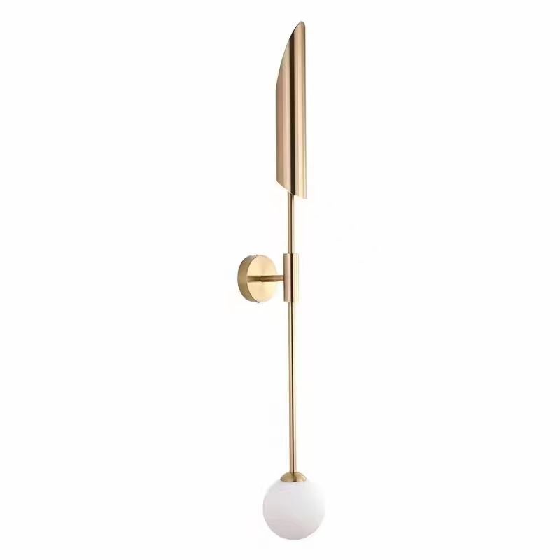 EPWL0325Modern Gold Vertical Wall Sconce with White Glass Globe