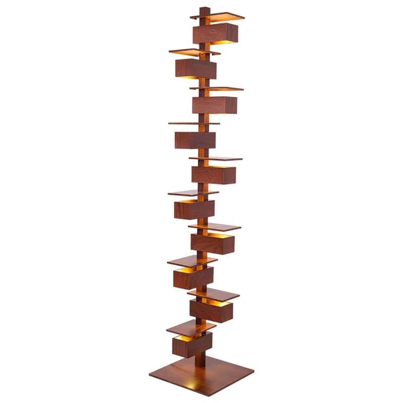 EPFL0363Modern Japanese Style Wooden LED Floor Lamp with G9 Base Layered Design