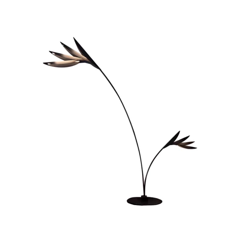EPFL0416Modern Dual Leaf Arc Floor Lamp Artistic Botanical-Inspired Lighting