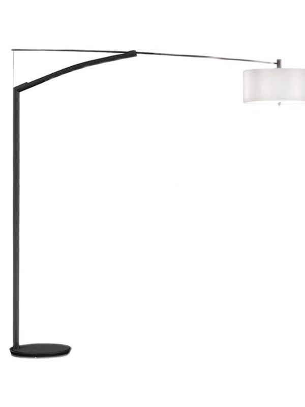 EPFL9272Modern Overarching Floor Lamp Adjustable Arm with White Fabric Shade