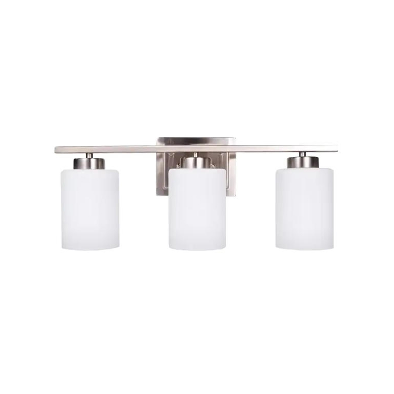 EPWL0319Modern 3 Light Wall Vanity Light Brushed Nickel Bathroom Wall Lamp with Frosted Glass Shades