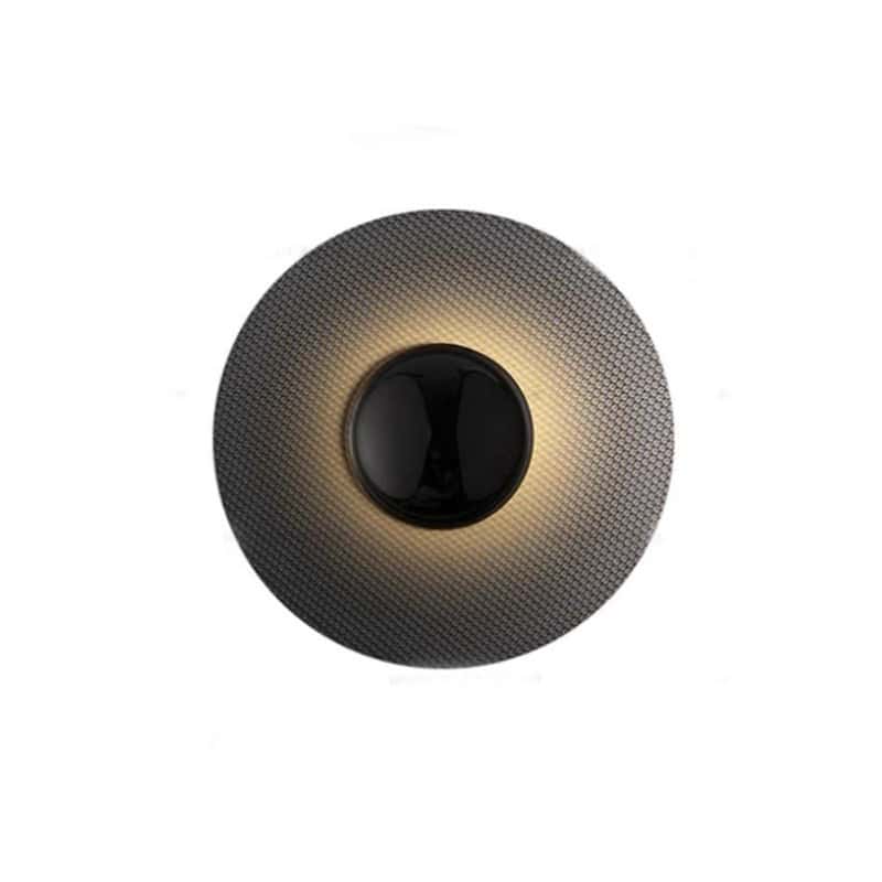 EPWL0345Modern Black LED Wall Lamp Textured Round Decorative Sconce